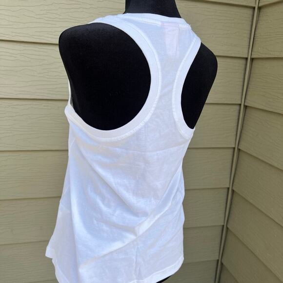 Nike racerback tank top, white with pink palm tree graphic, women's S - Picture 4 of 6